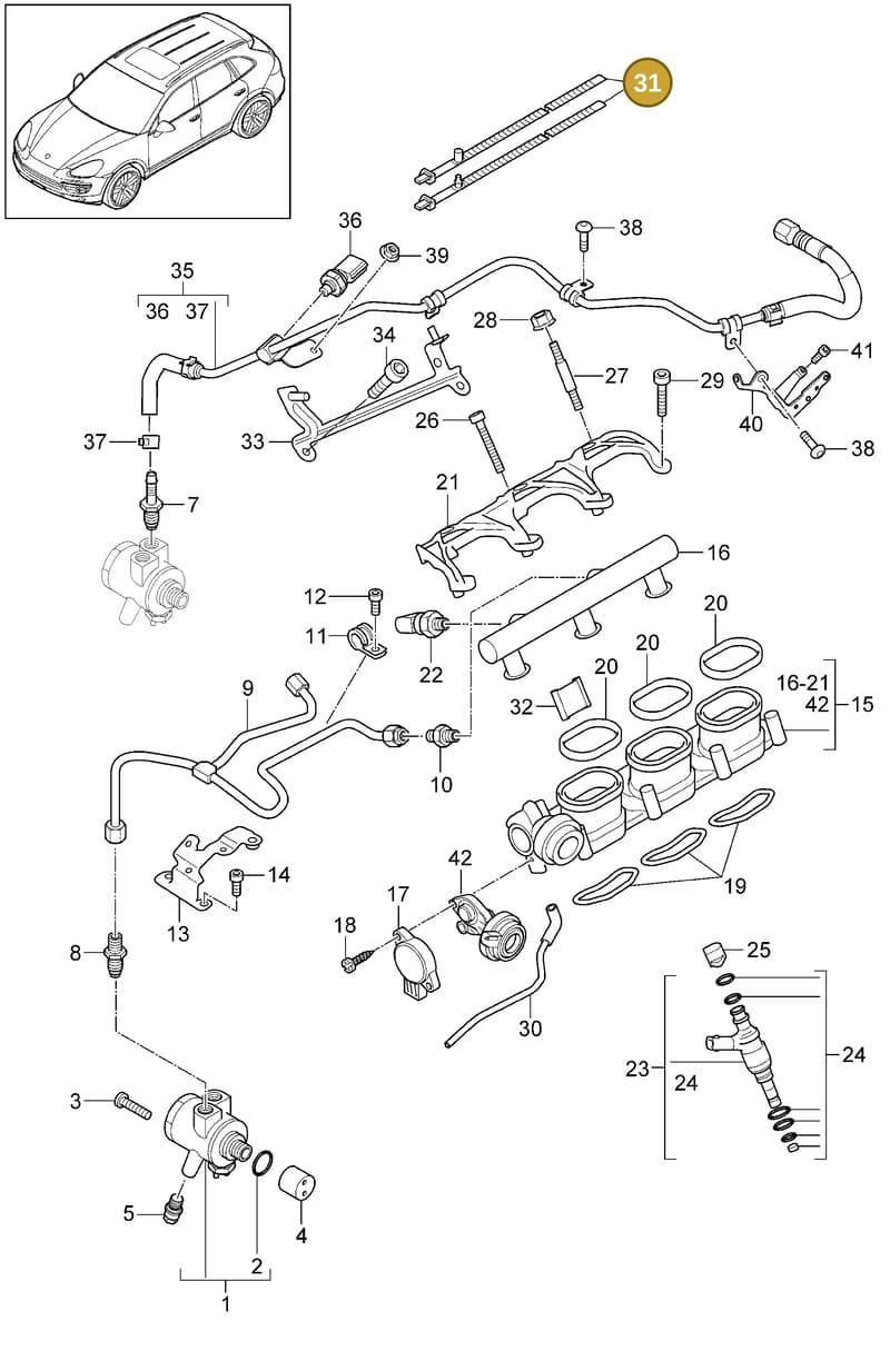 95511182000 — Porsche Cayenne (2010-2018) diagram p37107040, position 31
