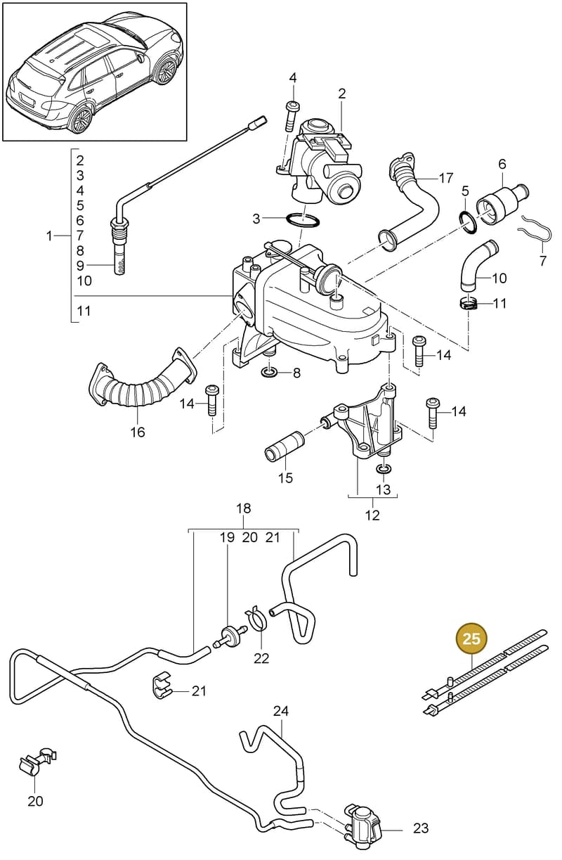 95511182000 — Porsche Cayenne (2010-2018) diagram p37108050, position 25