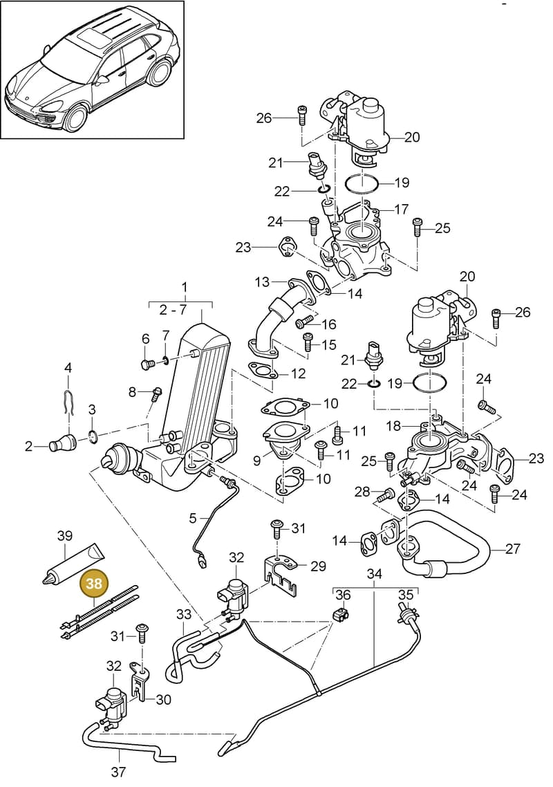 95511182000 — Porsche Cayenne (2010-2018) diagram p37108070, position 38