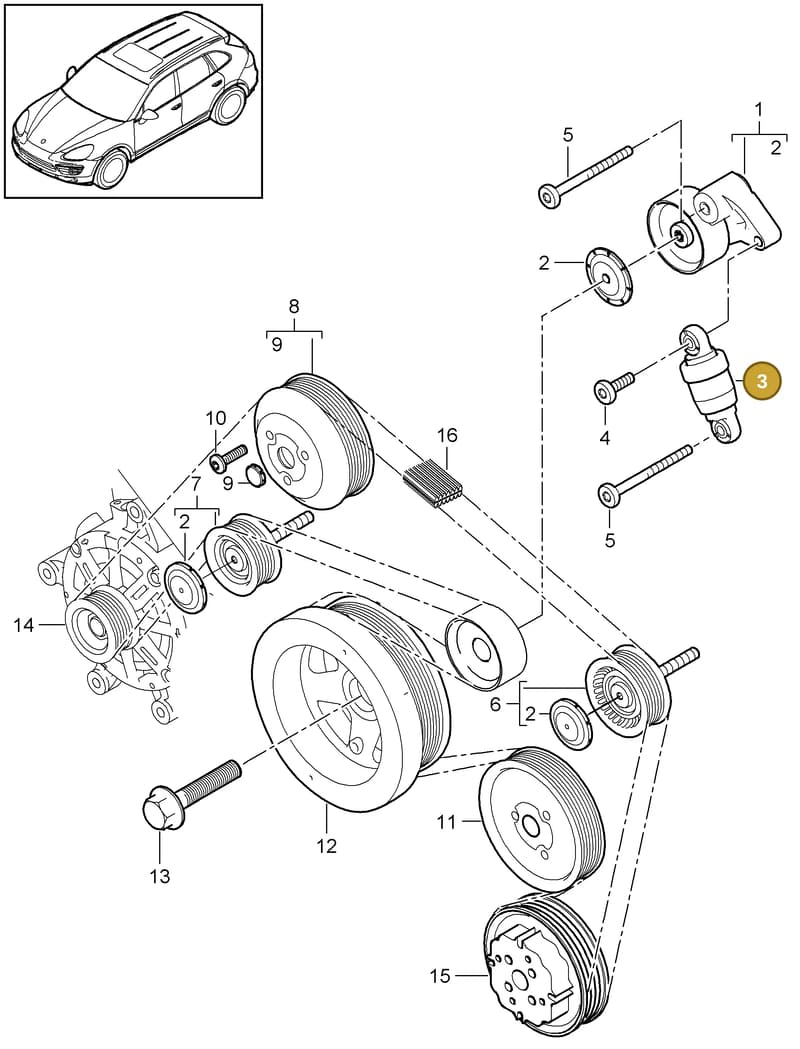 95514715110 — Porsche Cayenne (2010-2018) diagram p37102080, position 3