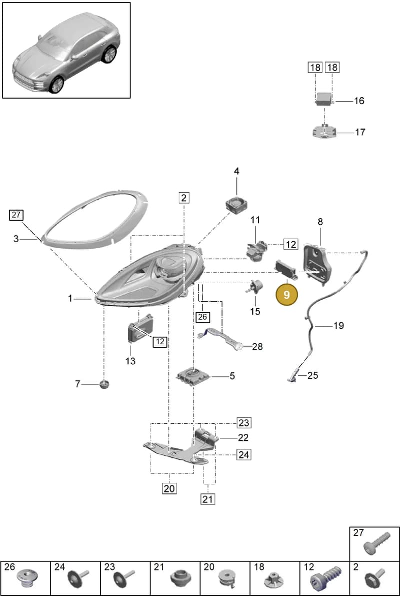 95530111501 — Porsche Macan (2018-2022) diagram p52000220, position 9