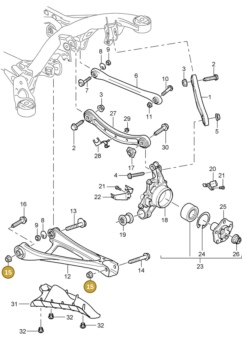 95533113501 — Porsche Cayenne (2002-2006) diagram p24501000, position 15