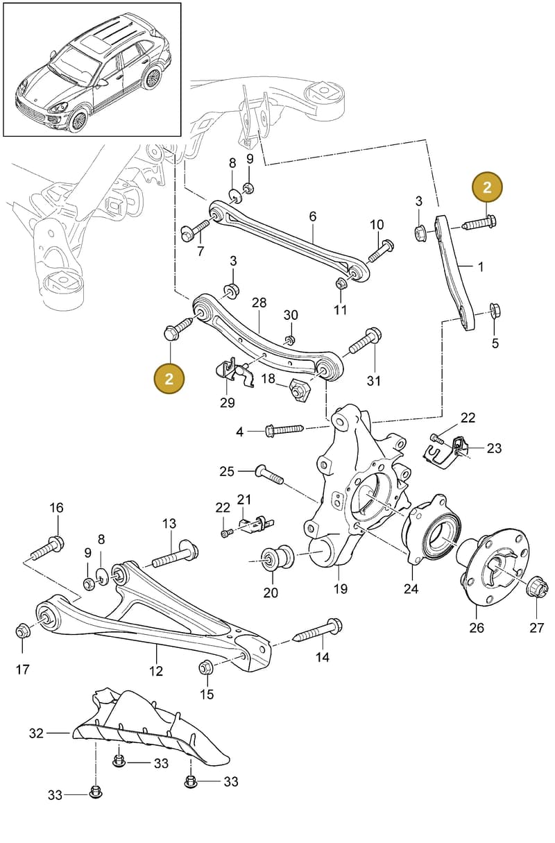 95533113501 — Porsche Cayenne (2010-2018) diagram p37501020, position 2