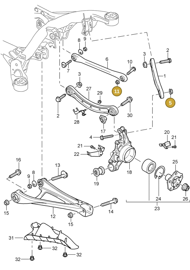 95533306921 — Porsche Cayenne (2002-2006) diagram p24501000, position 5+11