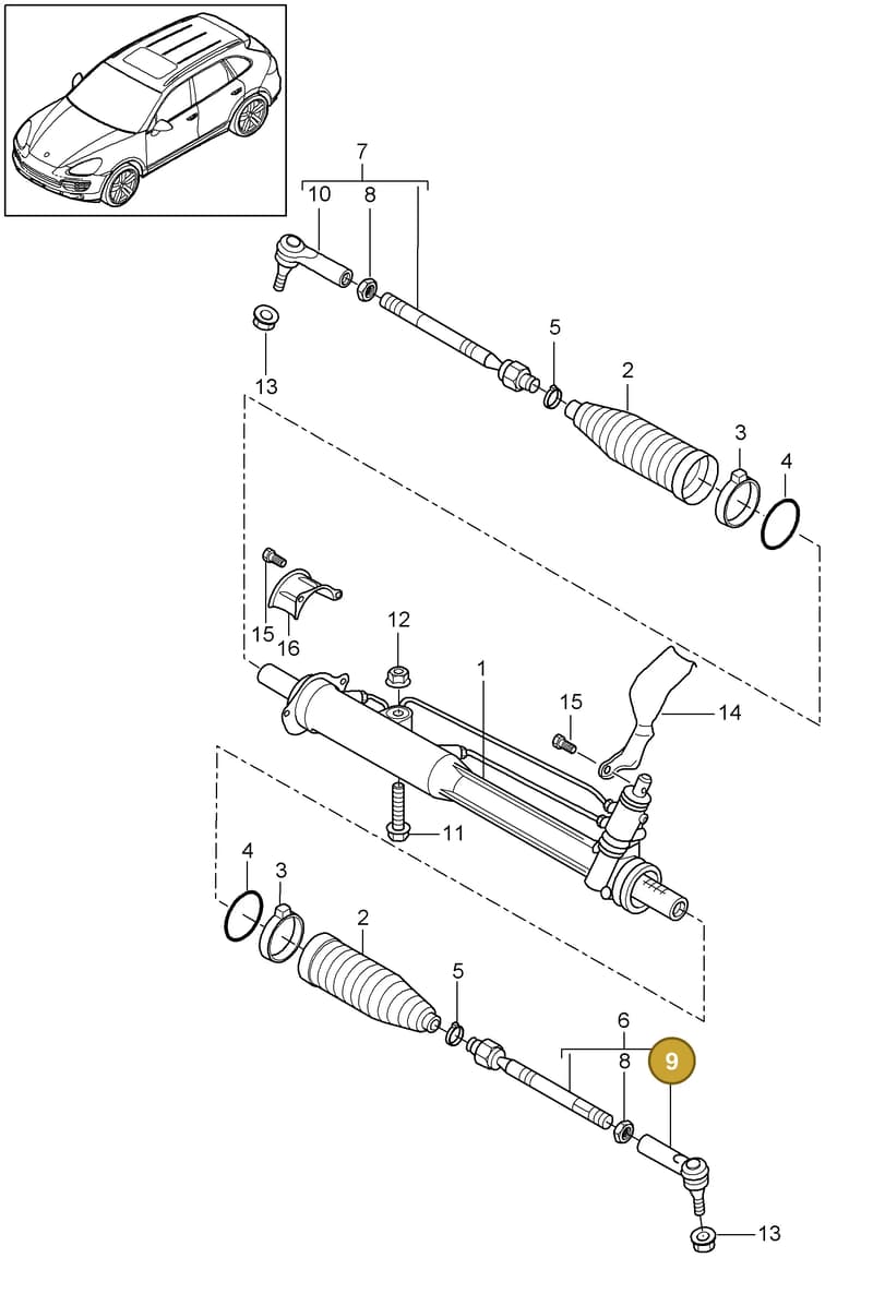 95534713122 — Porsche Cayenne (2010-2018) diagram p37403000, position 9