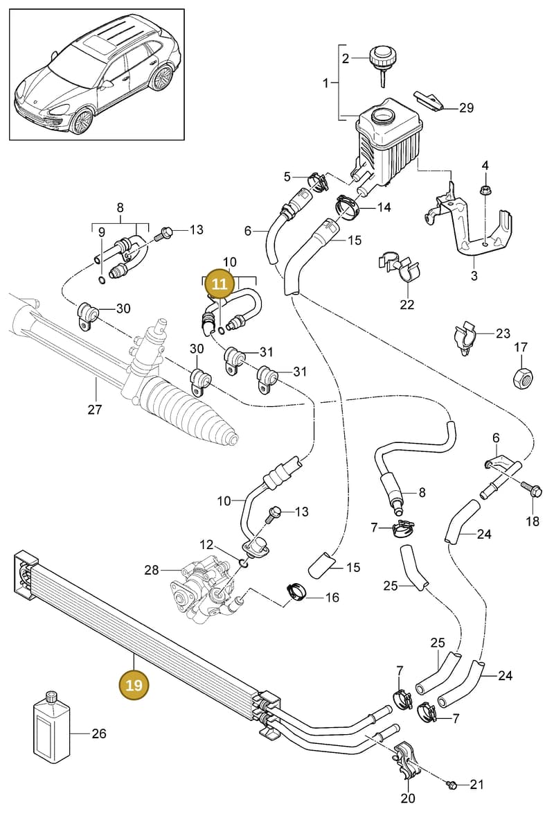 95534754200 — Porsche Cayenne (2010-2018) diagram p37403010, position 11+19