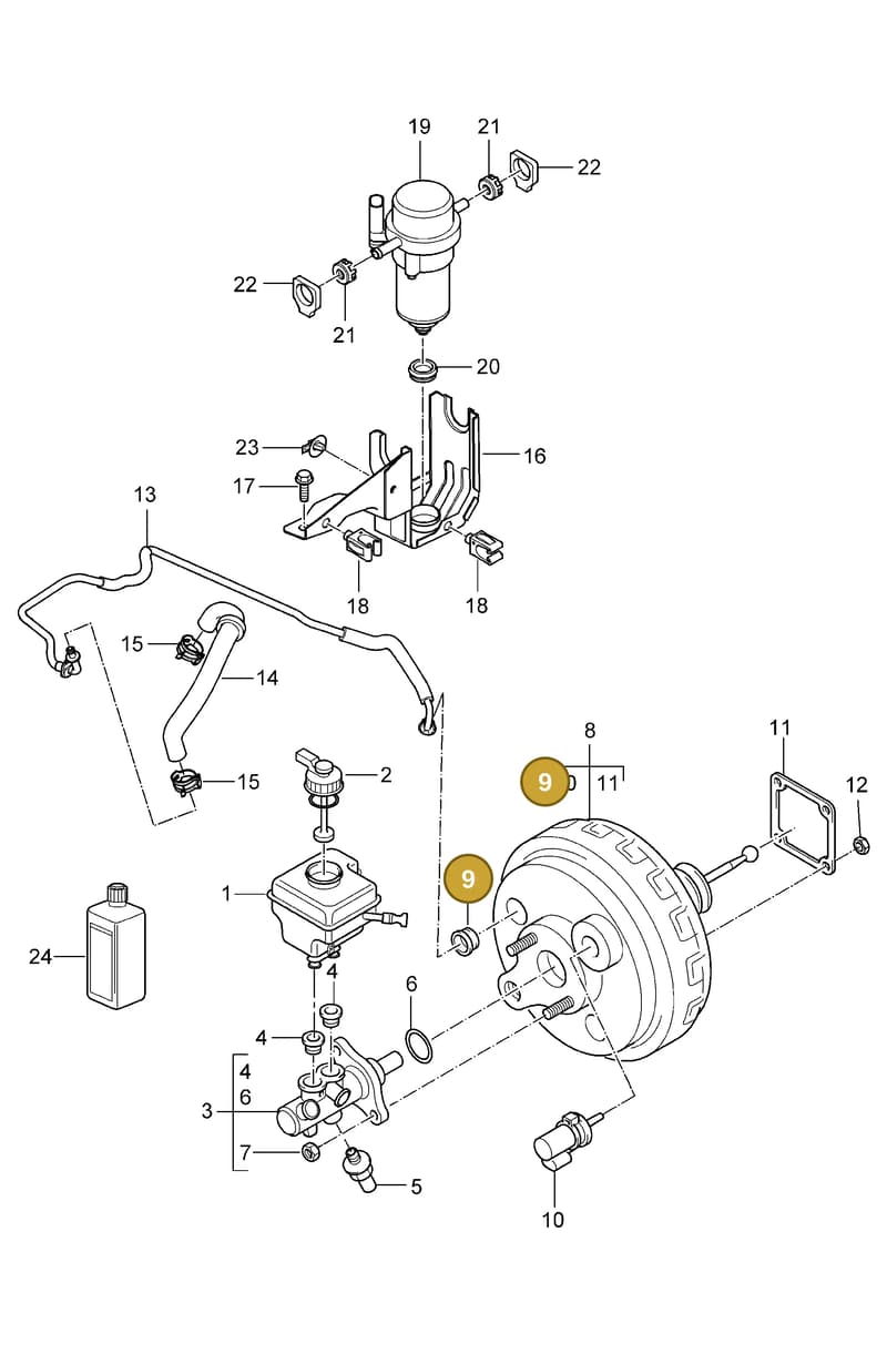 95535554040 — Porsche Cayenne (2002-2006) diagram p24604000, position 9