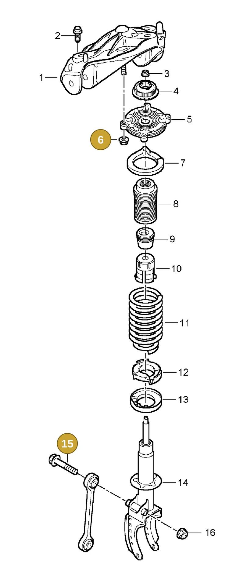 95535554601 — Porsche Cayenne (2002-2006) diagram p24402000, position 6+15