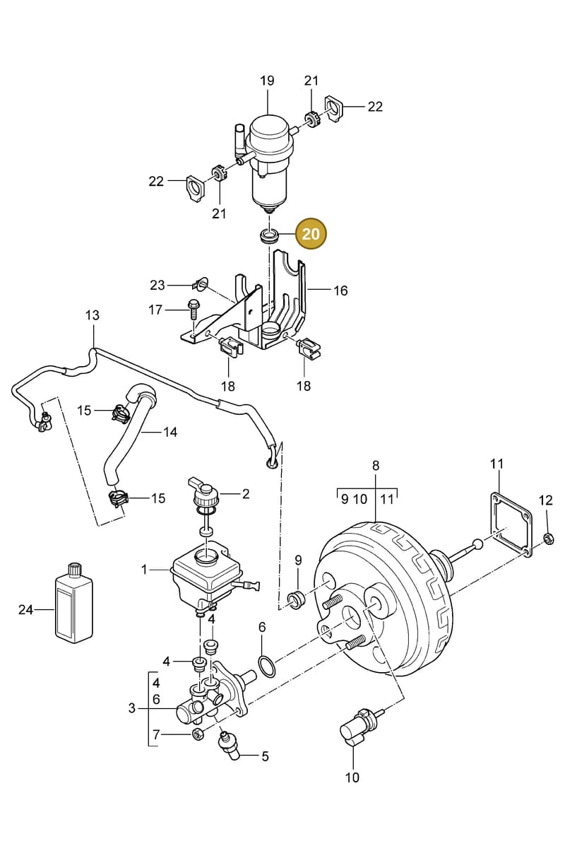 95535573510 — Porsche Cayenne (2002-2006) diagram p24604000, position 20