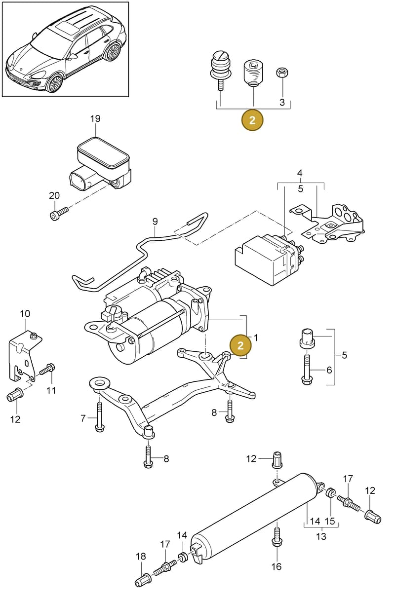 95535852100 — Porsche Cayenne (2010-2018) diagram p37606000, position 2