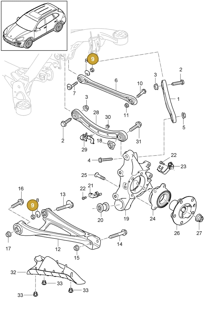 95535912202 — Porsche Cayenne (2010-2018) diagram p37501000, position 9
