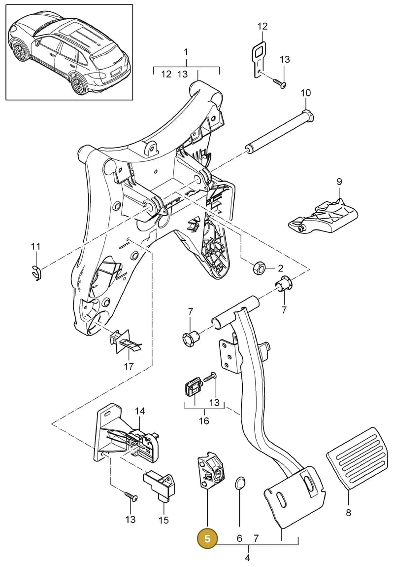 95542313700 — Porsche Cayenne (2010-2018) diagram p37702000, position 5