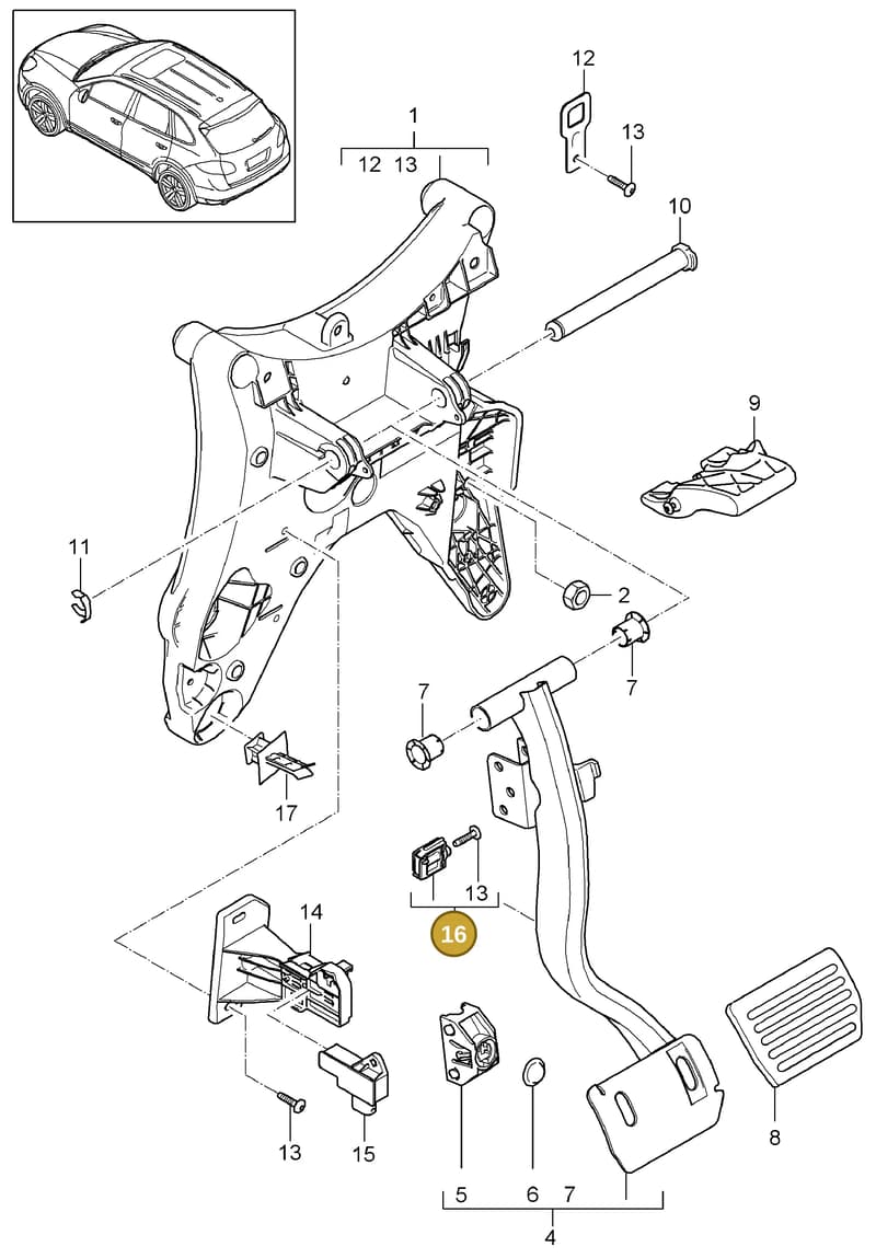 95542372000 — Porsche Cayenne (2010-2018) diagram p37702000, position 16
