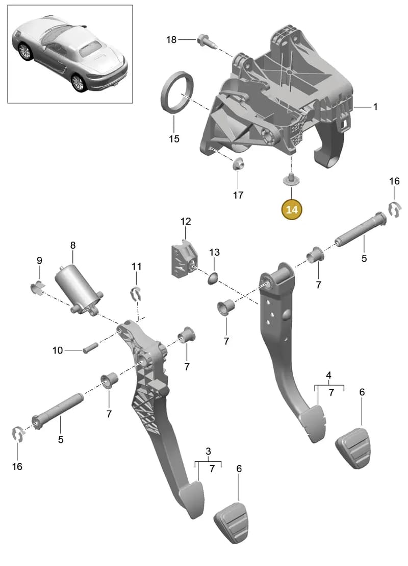 95542372000 — Porsche Boxster (2016-2019) diagram p48702000, position 14