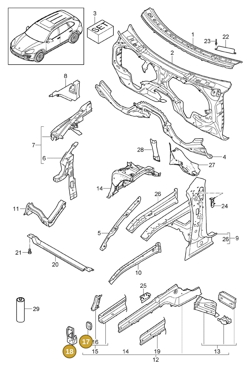 95550137801GRV — Porsche Cayenne (2010-2018) diagram p37801010, position 17+18