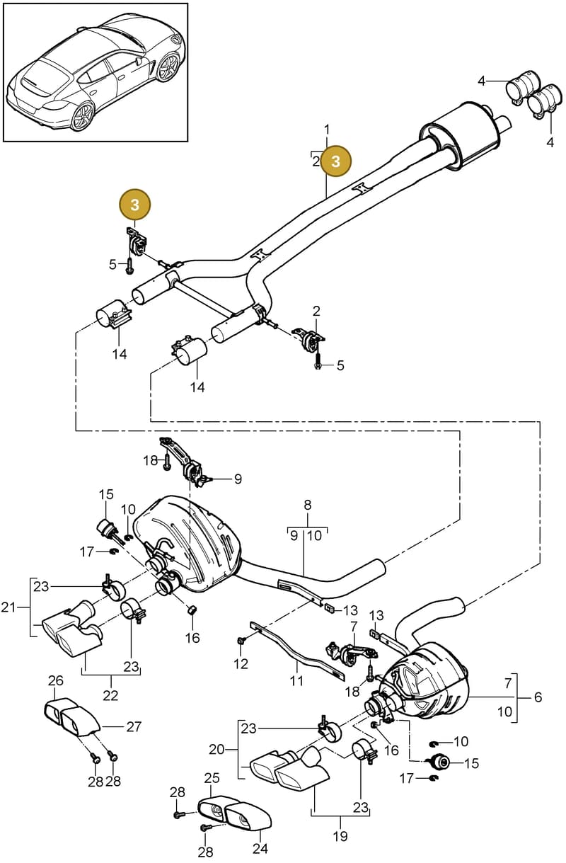 95551164500 — Porsche Panamera (2009-2016) diagram p35202050, position 3