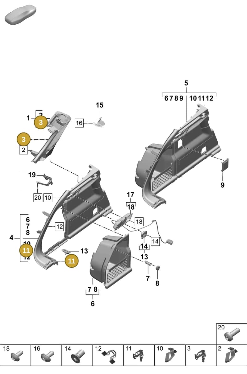 95555520800 — Porsche Macan (2024-2024) diagram p61807500, position 3+11