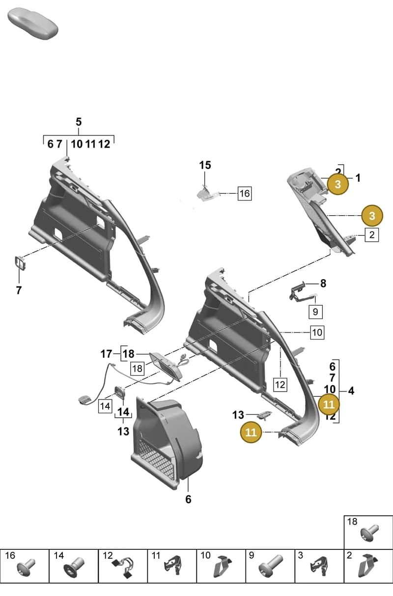 95555520800 — Porsche Macan (2024-2024) diagram p61807510, position 3+11