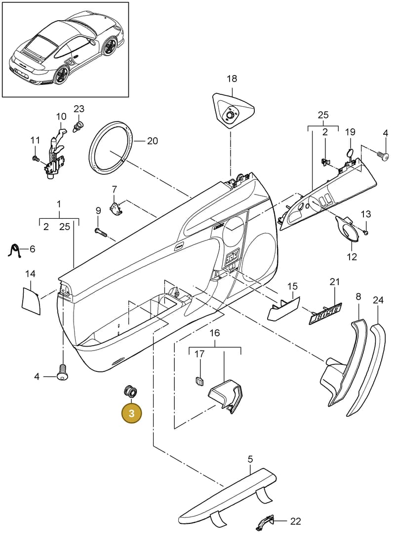 95555524300 — Porsche GT2 RS (2009-2012) diagram p36807010, position 3