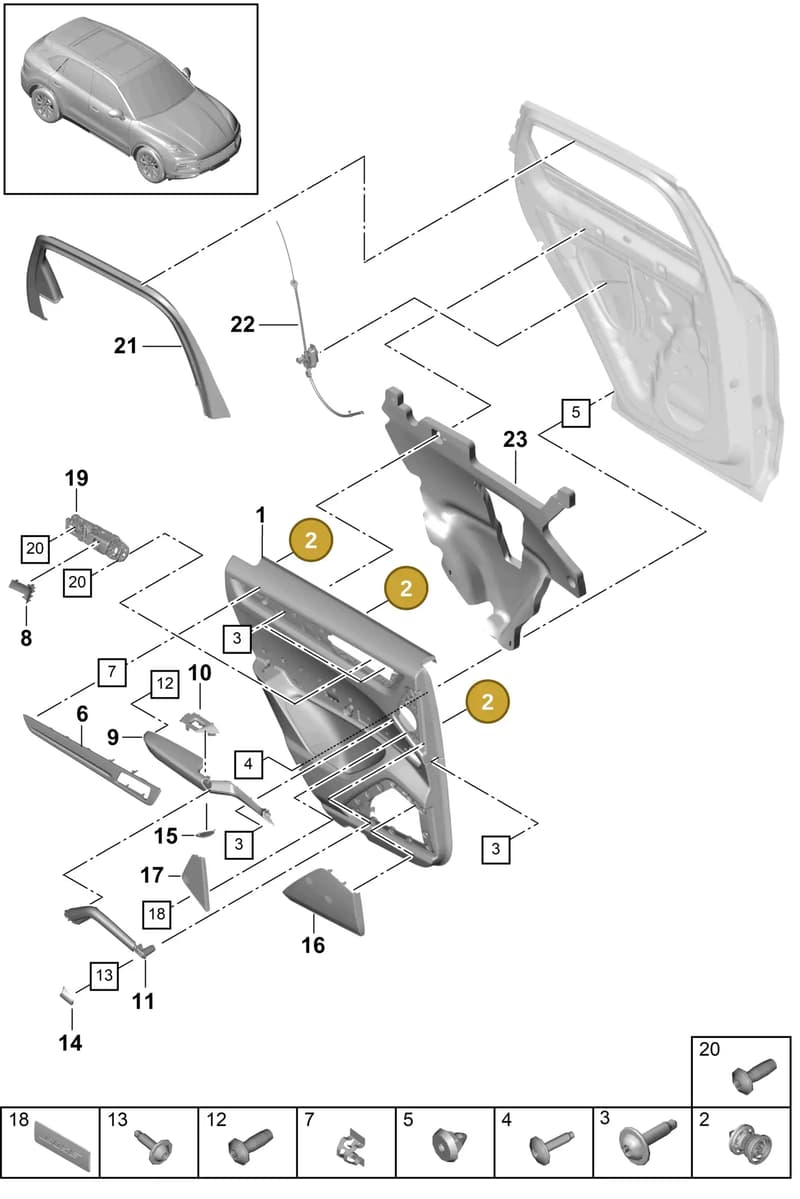 95555524300 — Porsche Cayenne (2017-2023) diagram p51808020, position 2