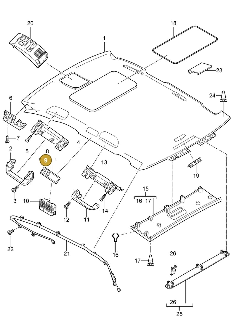 95555578400 — Porsche Cayenne (2002-2006) diagram p24807030, position 9