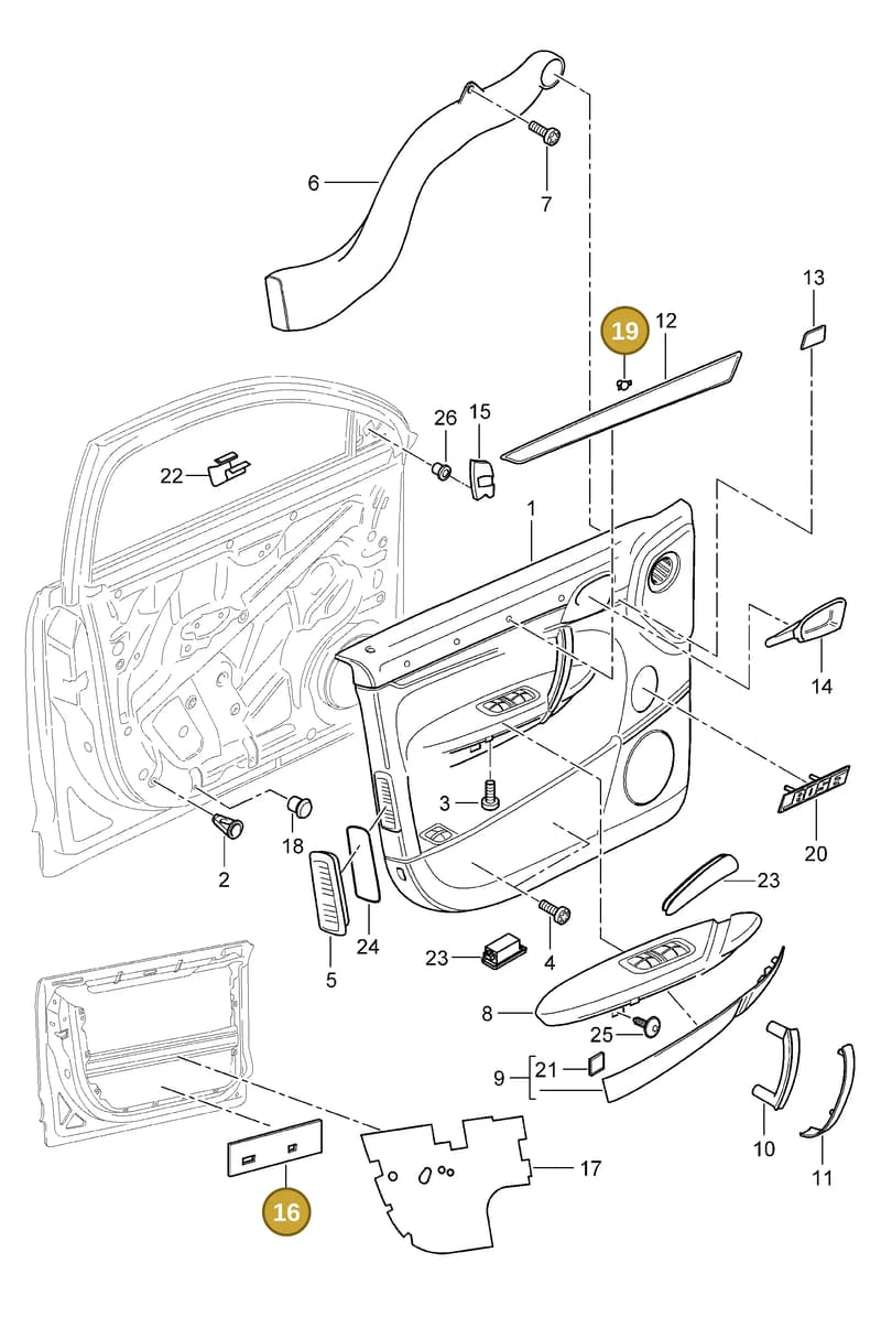 95555682101 — Porsche Cayenne (2007-2010) diagram p31807010, position 16+19