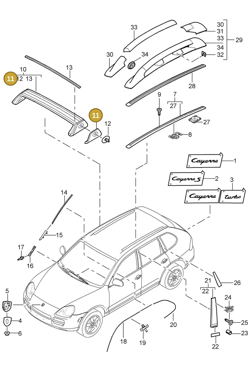 95555910800 — Porsche Cayenne (2002-2006) diagram p24810000, position 11