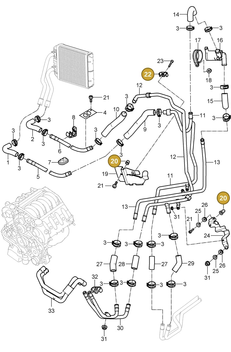 95557205501 — Porsche Cayenne (2002-2006) diagram p24813010, position 20+22