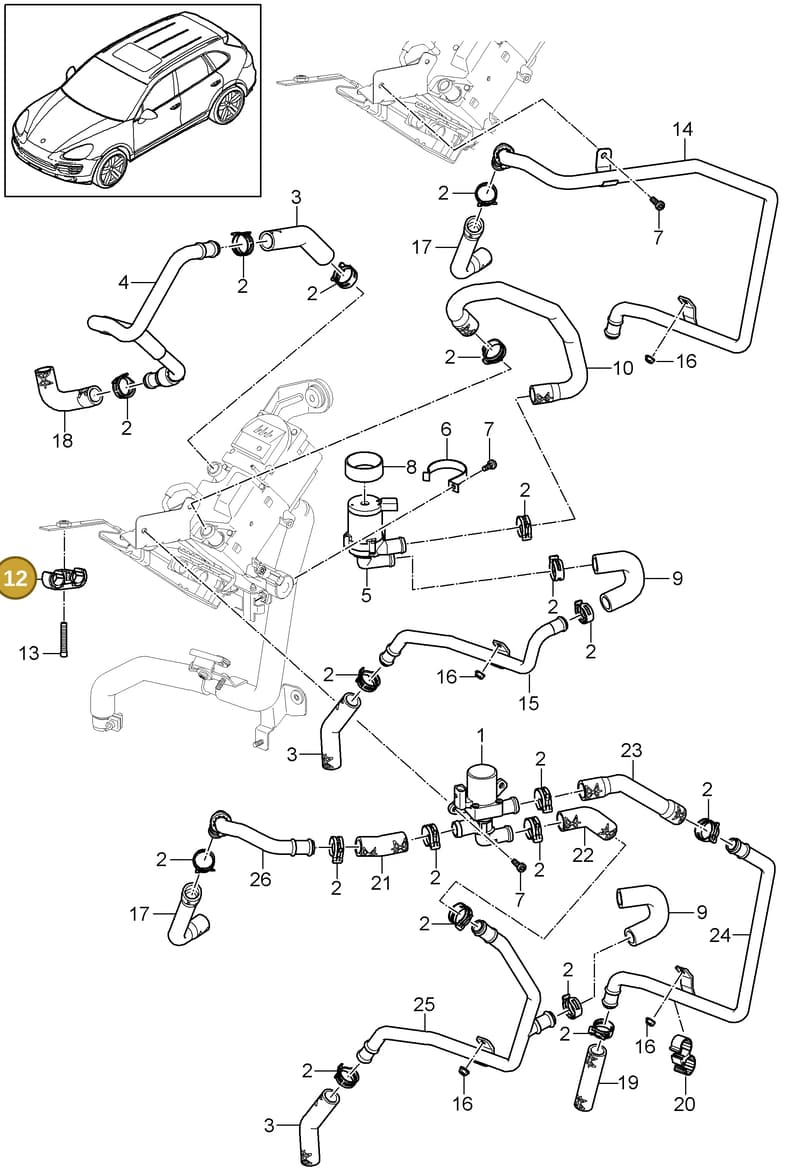 95557205501 — Porsche Cayenne (2010-2018) diagram p37813020, position 12+11