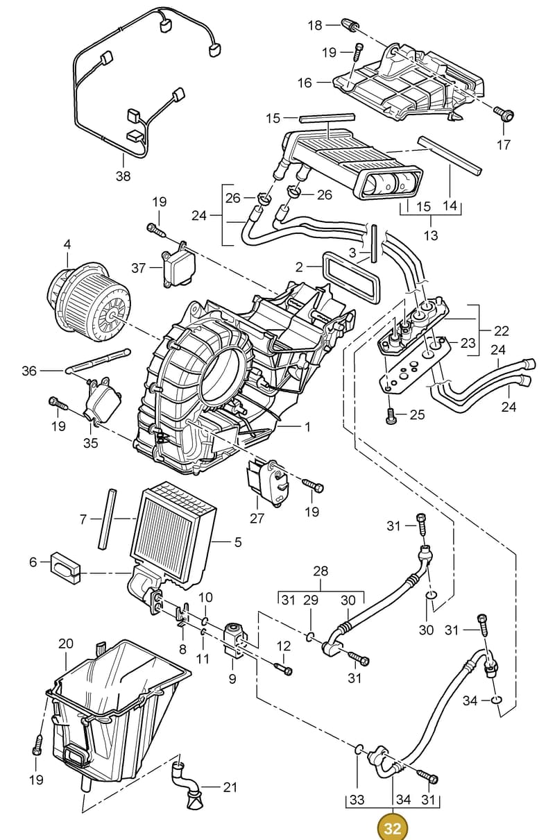 95557208100 — Porsche Cayenne (2007-2010) diagram p31813050, position 32