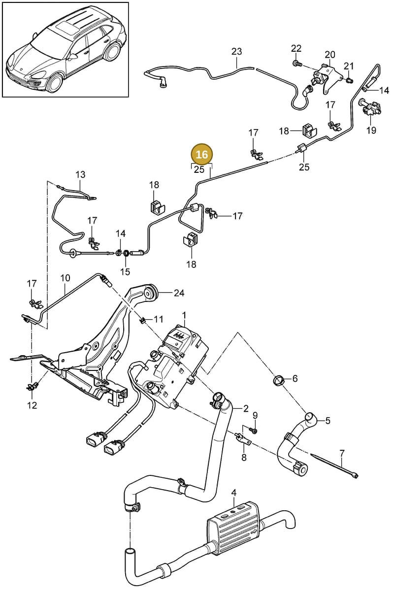 95557209500 — Porsche Cayenne (2010-2018) diagram p37813080, position 16