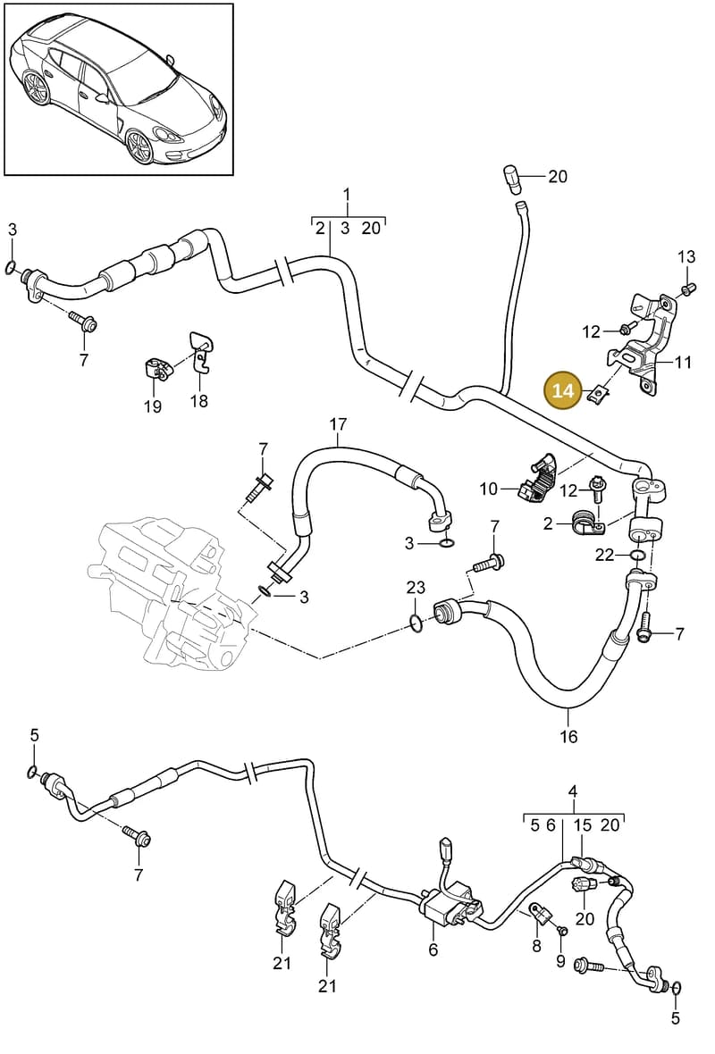 95557218000 — Porsche Panamera (2009-2016) diagram p35813060, position 14
