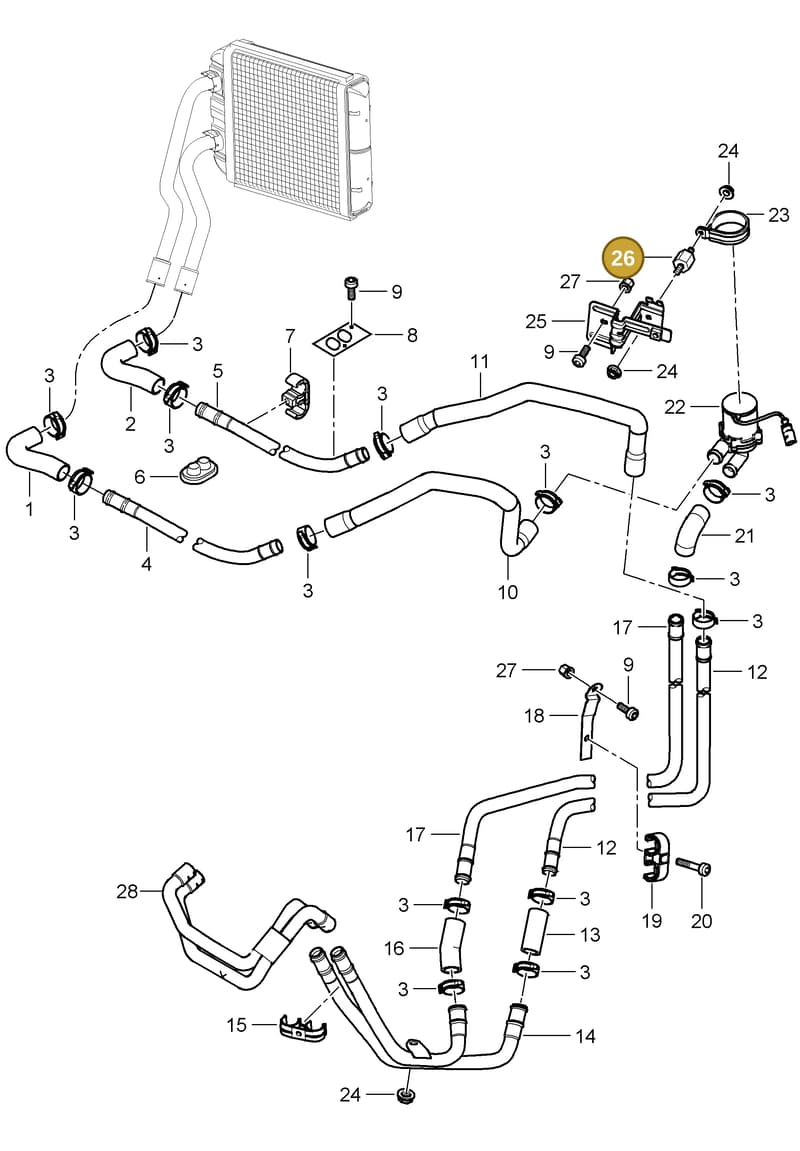 95557256700 — Porsche Cayenne (2007-2010) diagram p31813000, position 26