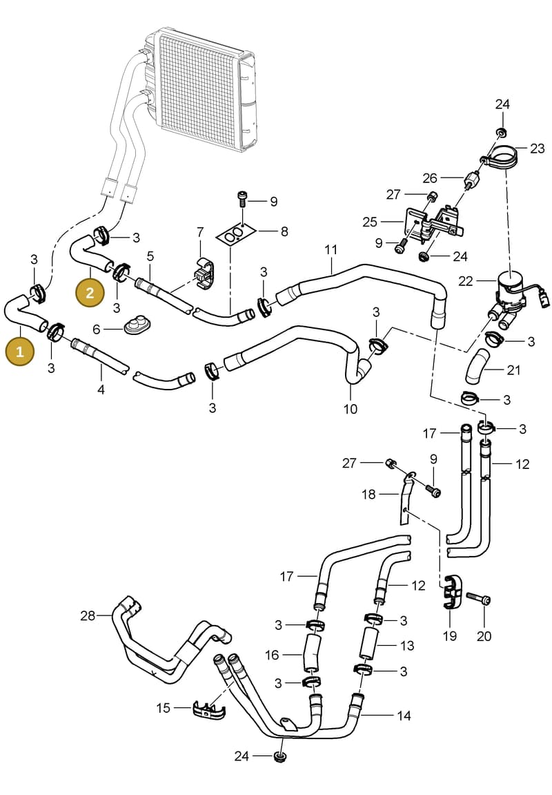 95557258100 — Porsche Cayenne (2007-2010) diagram p31813000, position 1+2