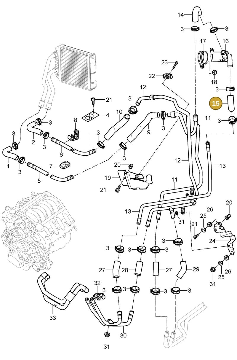 95557258400 — Porsche Cayenne (2002-2006) diagram p24813010, position 15