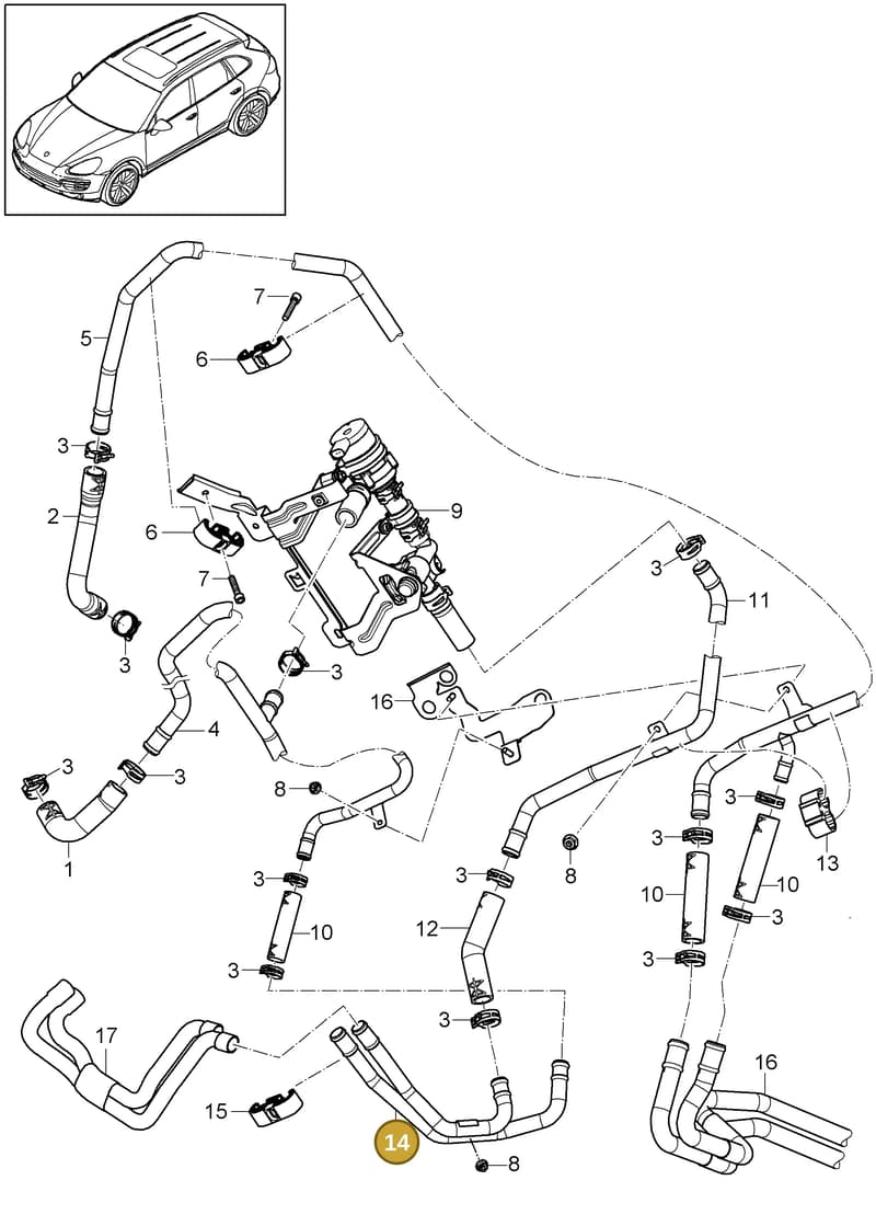95557269801 — Porsche Cayenne (2010-2018) diagram p37813010, position 14