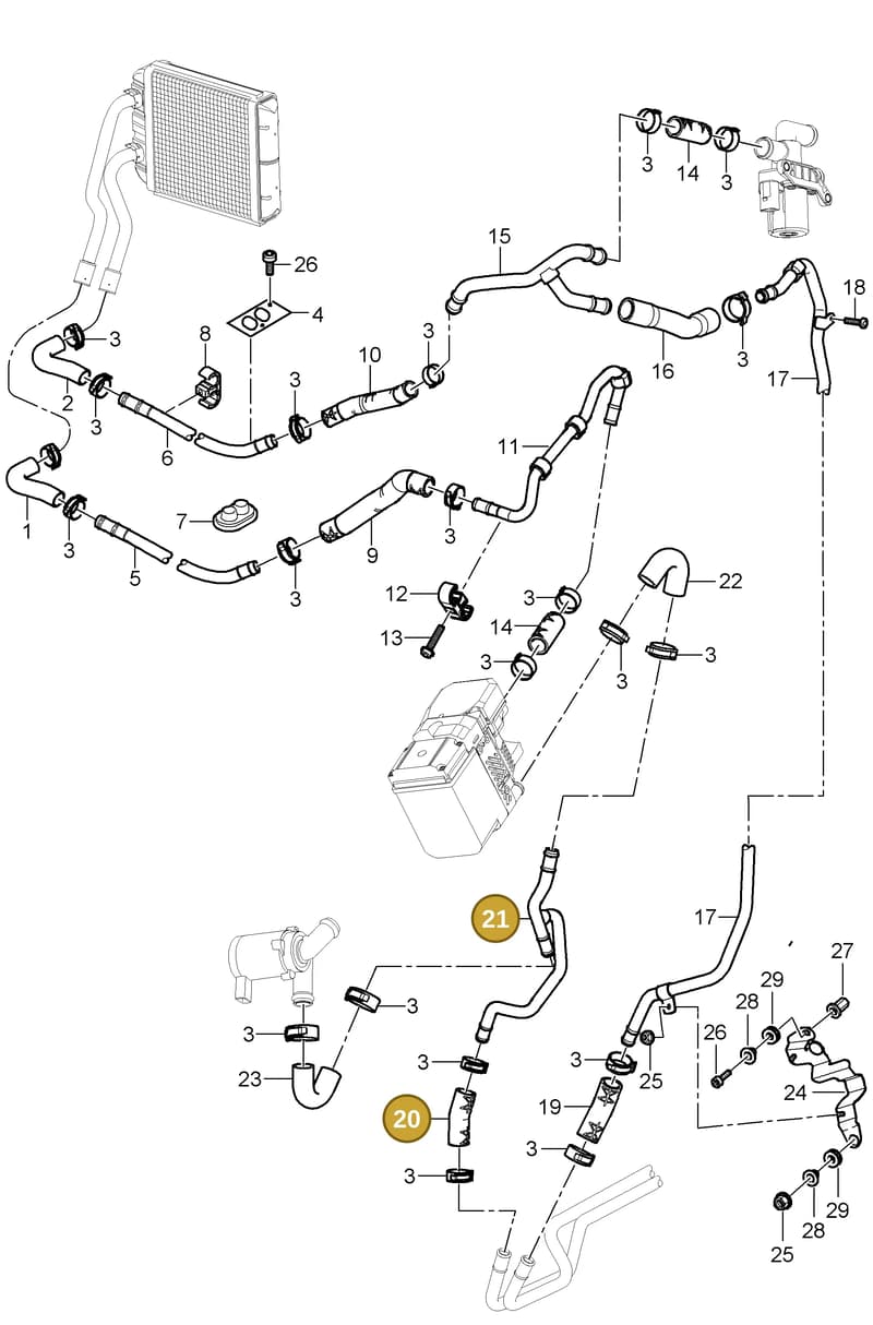 95557269802 — Porsche Cayenne (2002-2006) diagram p24813020, position 20+21