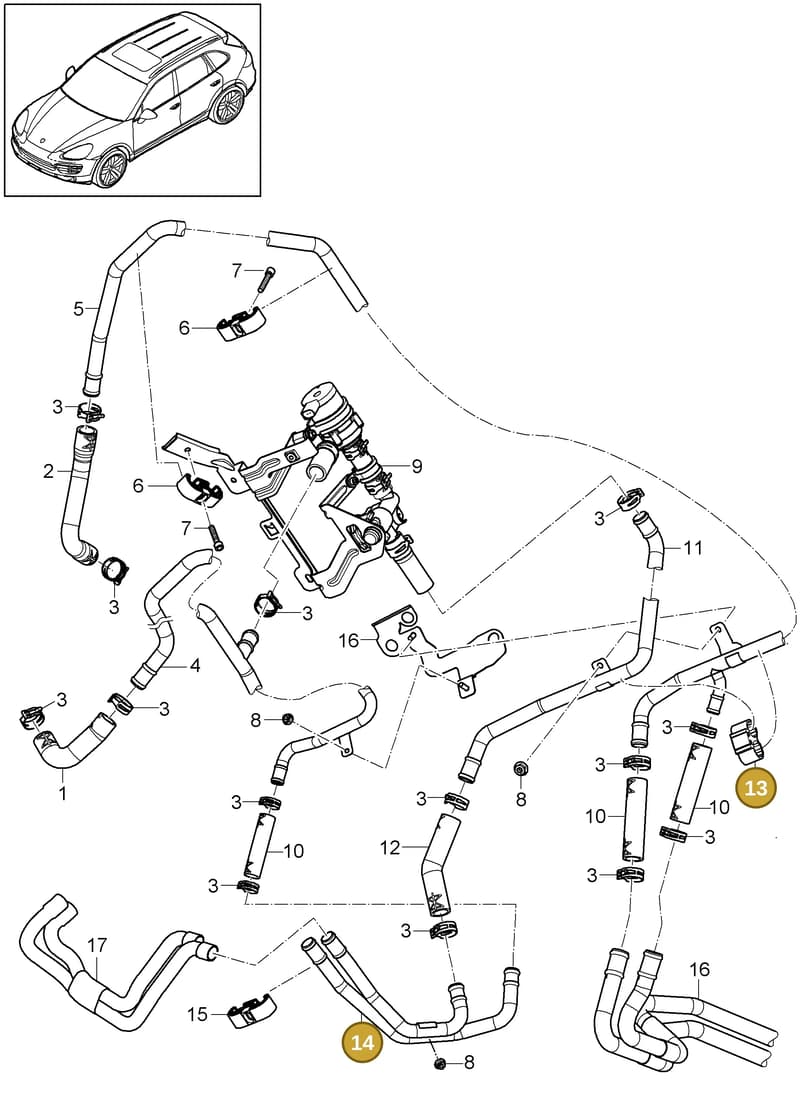 95557269802 — Porsche Cayenne (2010-2018) diagram p37813010, position 13+14