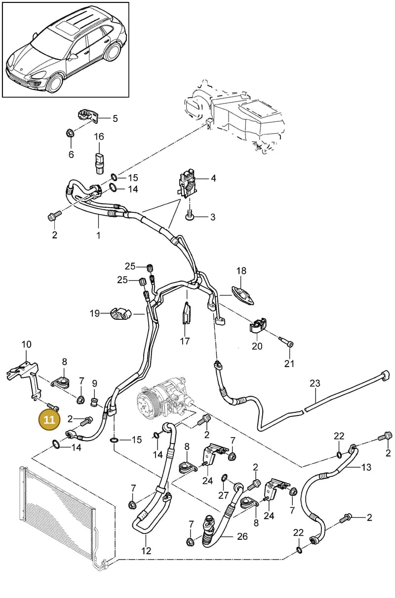 95557275705 — Porsche Cayenne (2010-2018) diagram p37813060, position 11