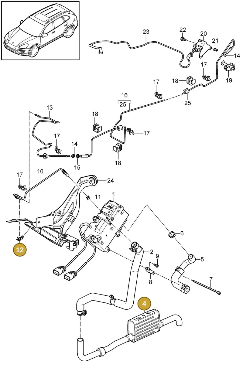 95557278800 — Porsche Cayenne (2010-2018) diagram p37813080, position 4+12