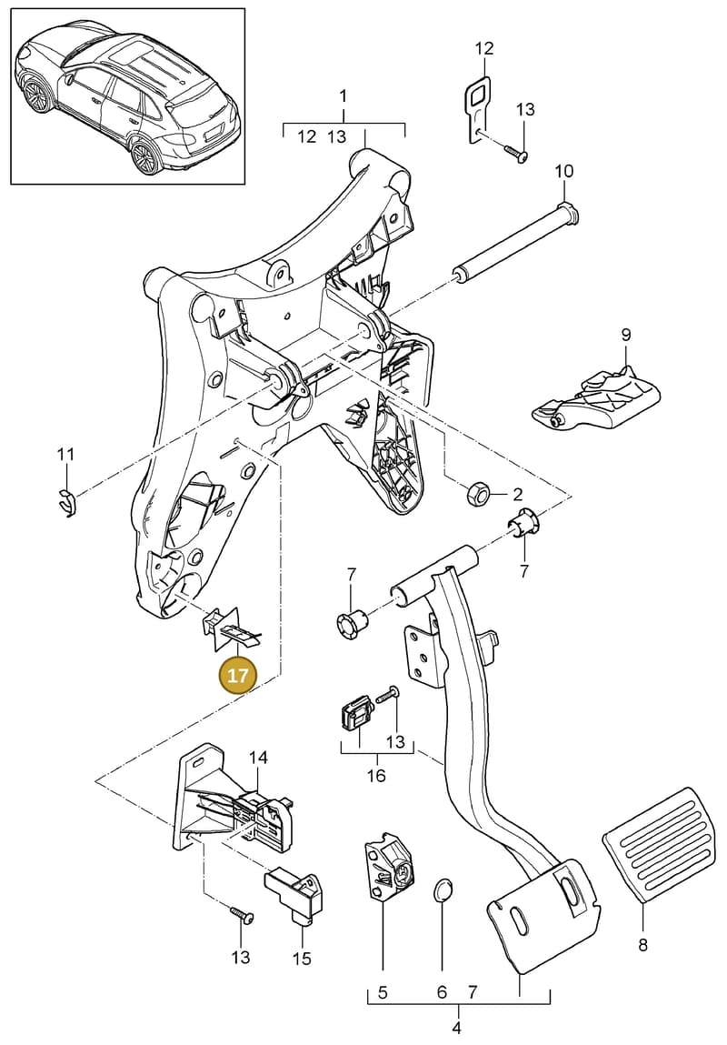 95557331800 — Porsche Cayenne (2010-2018) diagram p37702000, position 17