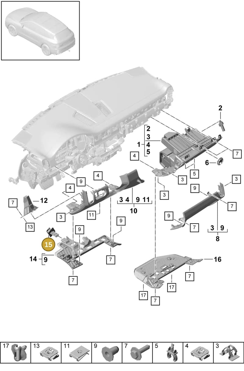 95557331800 — Porsche Cayenne (2017-2023) diagram p51809010, position 15