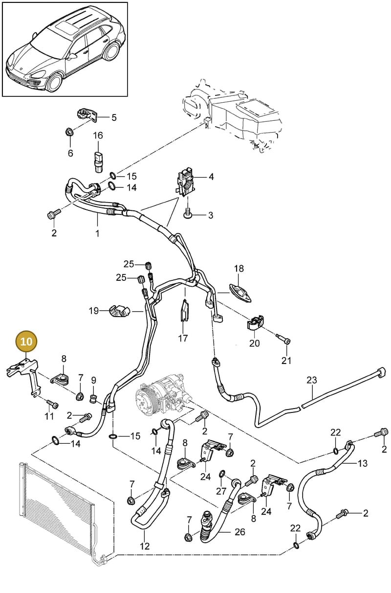 95557360500 — Porsche Cayenne (2010-2018) diagram p37813060, position 10