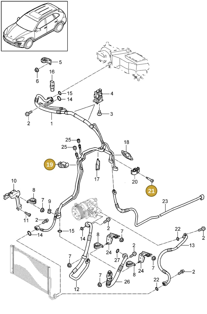 95557375900 — Porsche Cayenne (2010-2018) diagram p37813060, position 19+21
