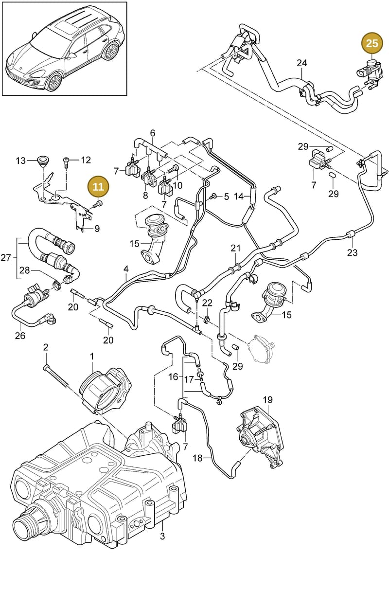 95560528310 — Porsche Cayenne (2010-2018) diagram p37107020, position 11+25