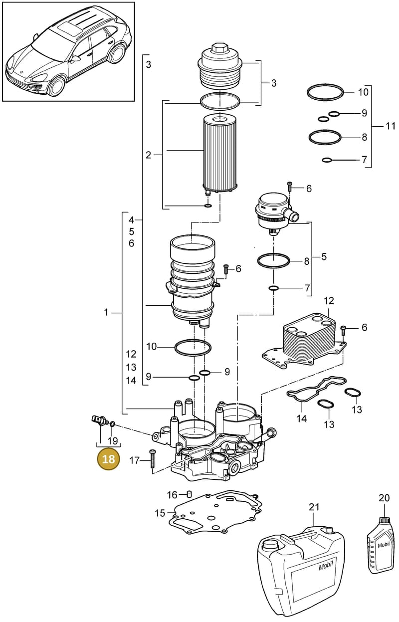 95560609110 — Porsche Cayenne (2010-2018) diagram p37104070, position 18