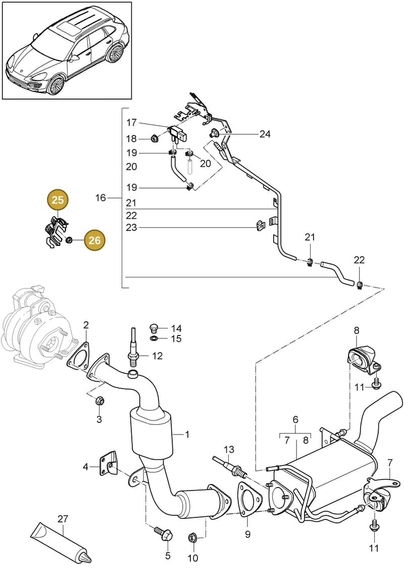 95560611420 — Porsche Cayenne (2010-2018) diagram p37202020, position 25+26