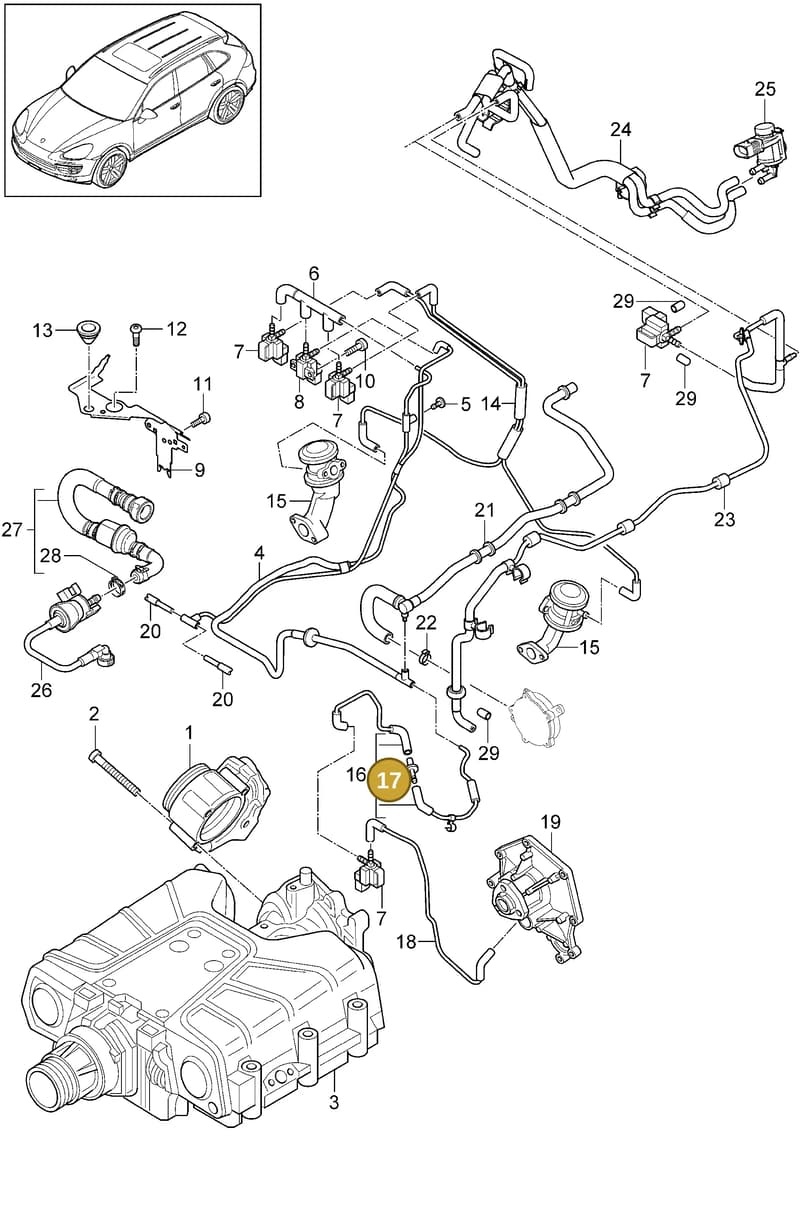 95560629100 — Porsche Cayenne (2010-2018) diagram p37107020, position 17
