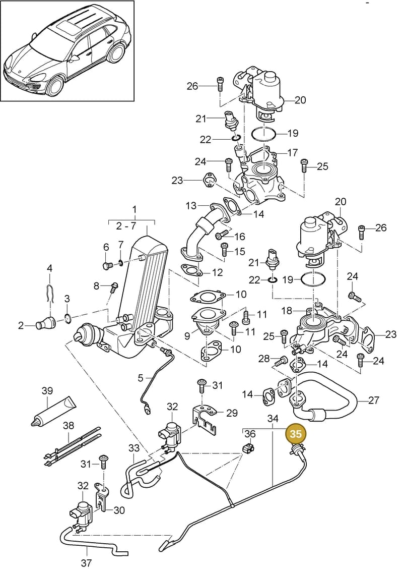 95560629100 — Porsche Cayenne (2010-2018) diagram p37108070, position 35
