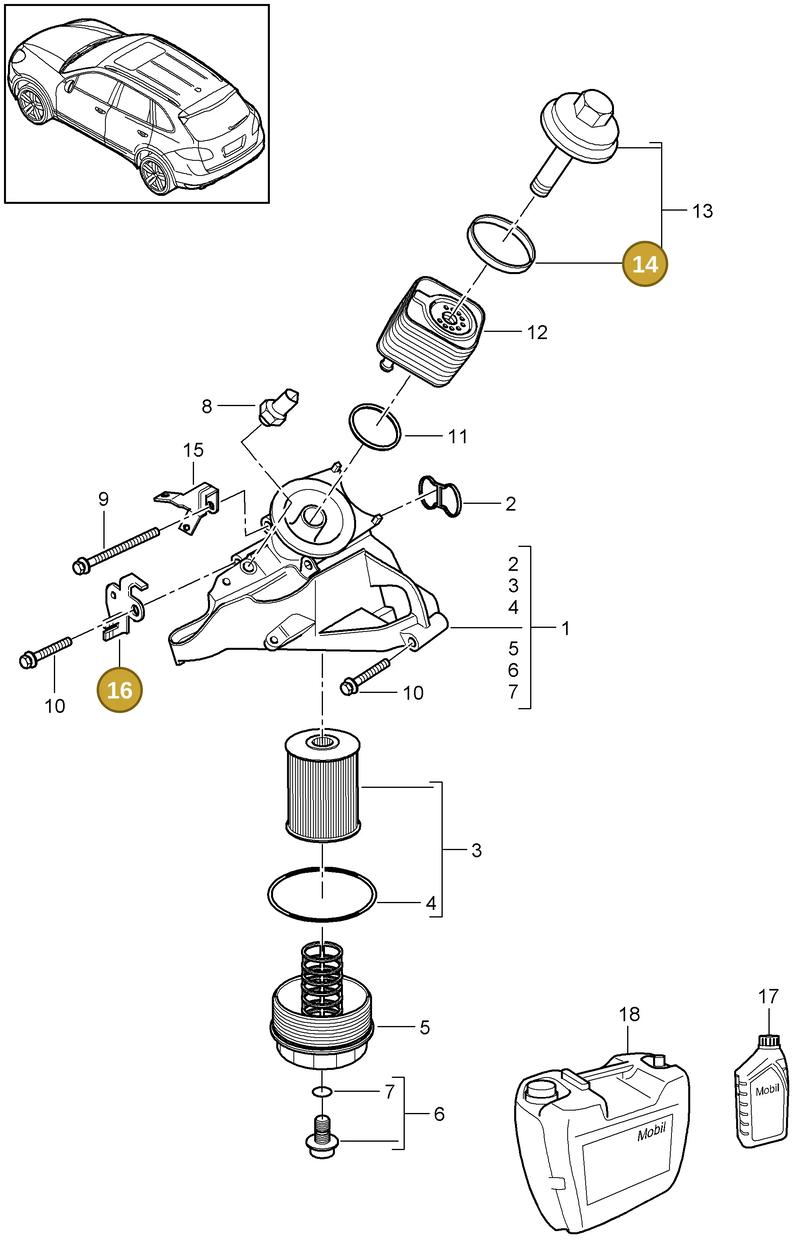 95560720840 — Porsche Cayenne (2010-2018) diagram p37104060, position 14+16